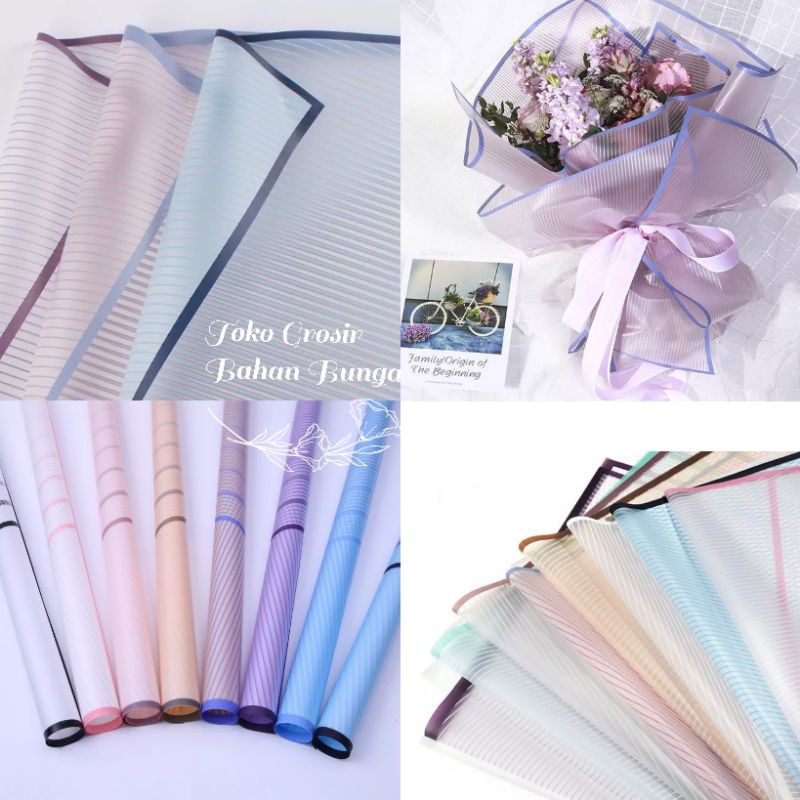 

1 lembar Kertas Buket motif Garis Warna - Flower Wrapping Line Color