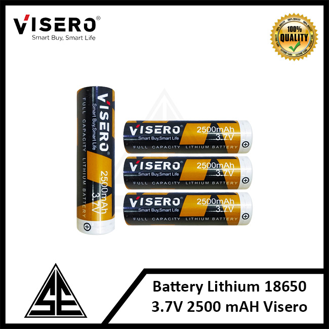 BateraiBattery Lithium 18650 Full Kapasitas 3.7V 2500Mah Visero