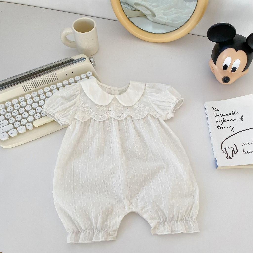 0-18bln JUMPER ANAK PUTIH LACE JUMPSUIT ROMPER PAKAIAN BAYI BAJU PEREMPUAN DDWJ DY