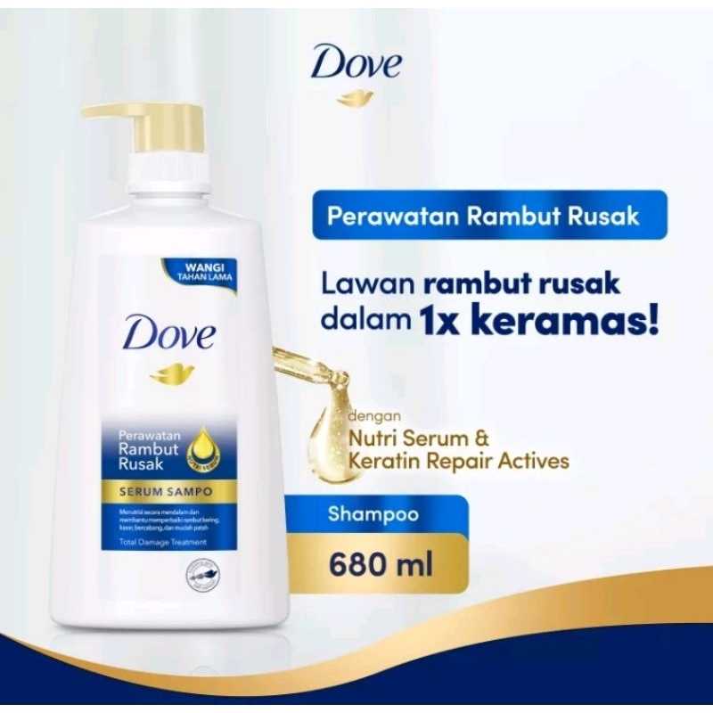 DOVE PERAWATAN RAMBUT RUSAK SERUM SHAMPOO 680 ML
