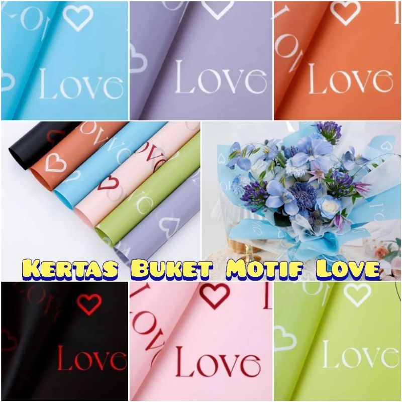 

Kertas Buket Bunga Motif Love FREE PACKING !!!!!!Cellophane Waterproof Motif Love Flower Wrapping Paper Motif Love Cellophane Motif Cellophane Warna