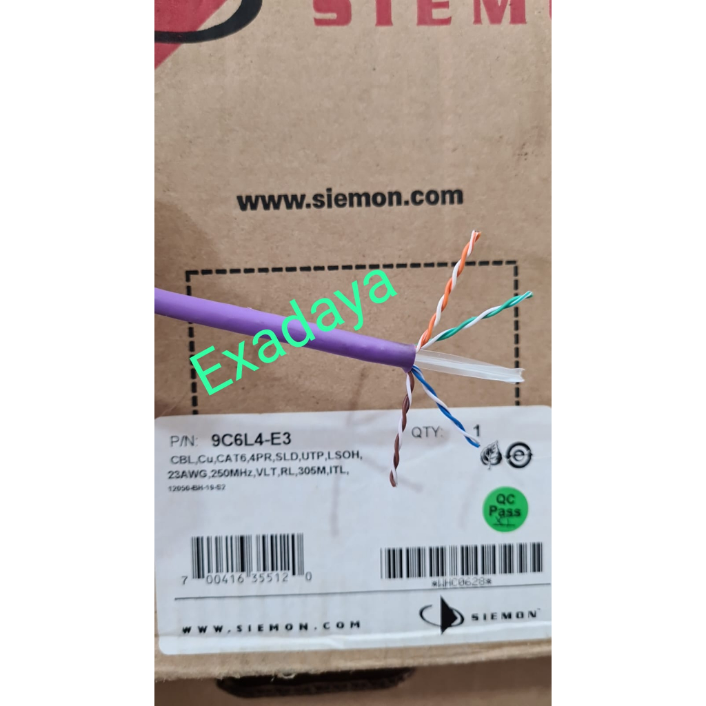 Siemon 9C6L4-E3 , Kabel Utp Cat6 Cat 6 Cable Lan 23AWG LSOH Violet Ungu