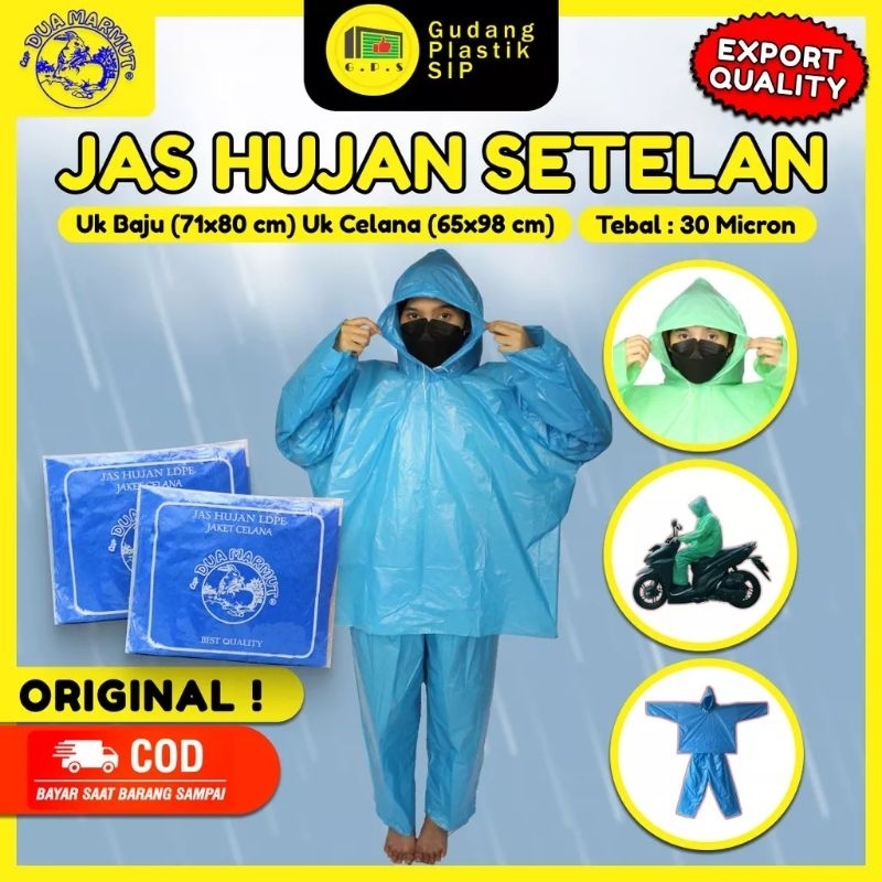 Jas Hujan Plastik LDPE Jaket Celana Setelan Tebal Murah  / Quality