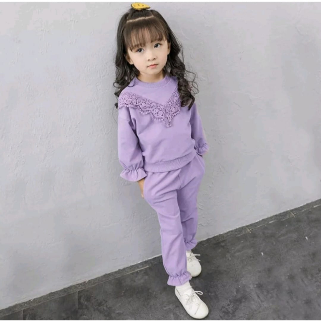 SETELAN SWEATER//BAJU ANAK PEREMPUAN RENDA USIA 1-5 TAHUN