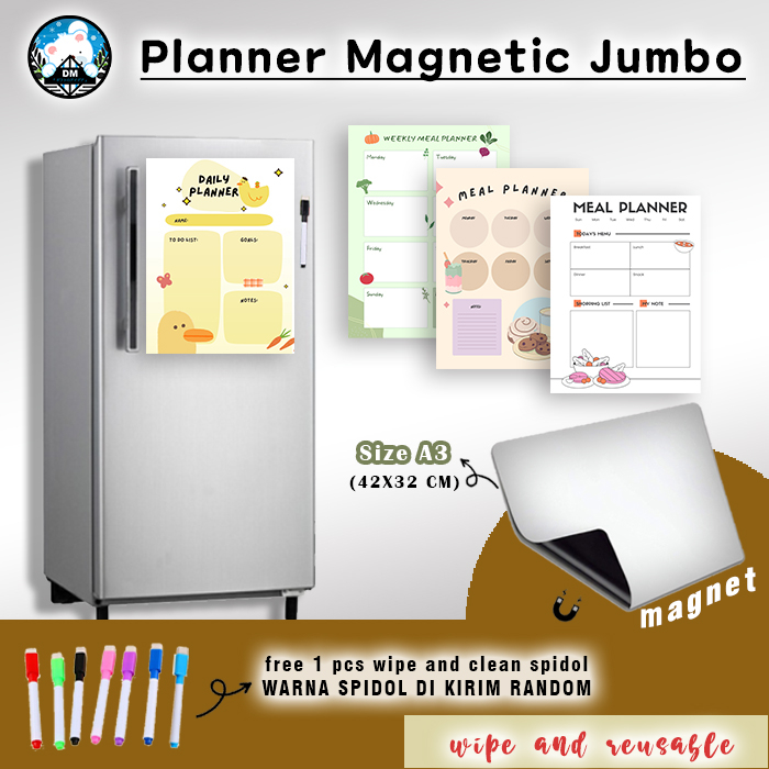 

Planner Magnet Jumbo Size A3 Sticky Notes Memo Tempel Magnet Murah Jadwal Harian Bisa Dihapus #M