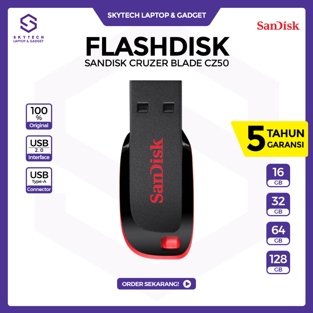 FLASDISK SANDISK CZ50 CRUZER BLADE 16GB / 32GB / 64GB / 128GB FD FLASHDRIVE ORIGINAL