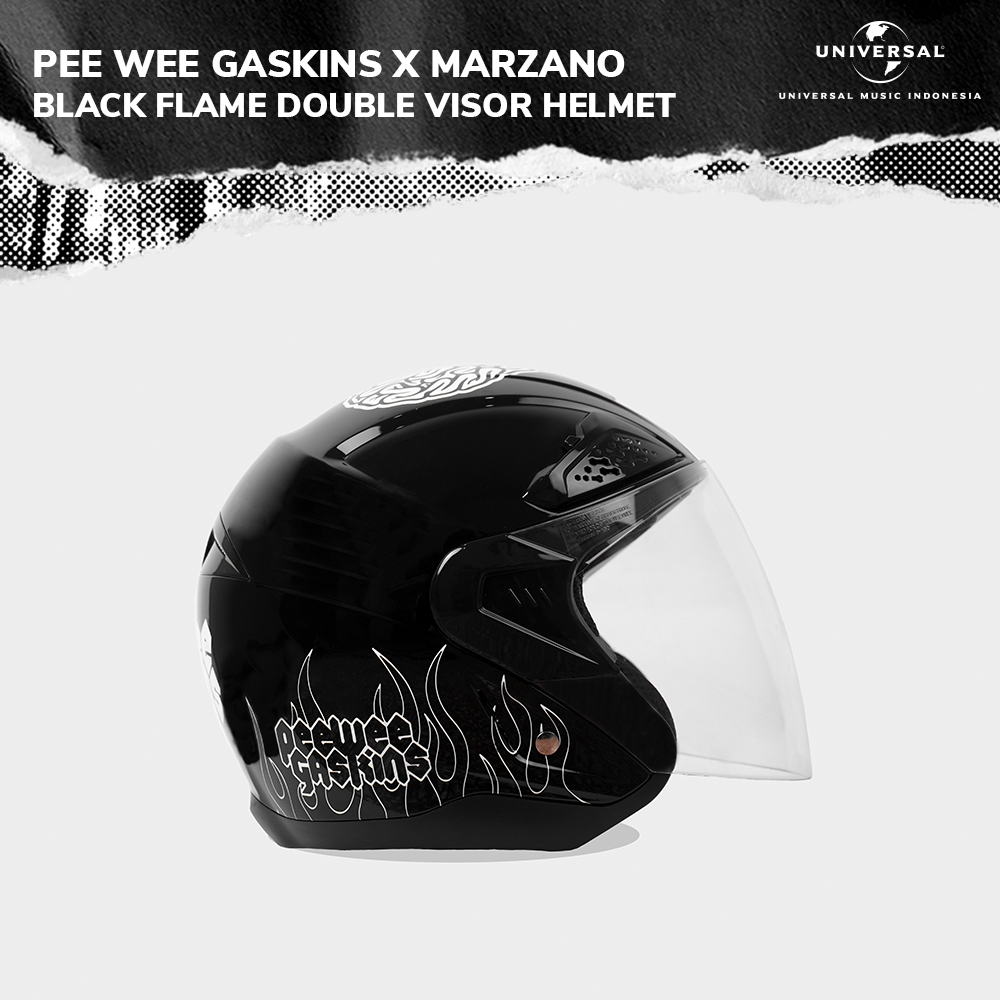 Pee Wee Gaskins x Marzano – Black Flame Half Face Double Visor Helmet