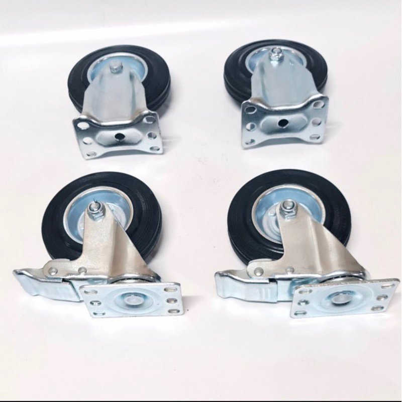 Roda Gerobak Karet 5 inch ( 2 Hidup 2 mati )