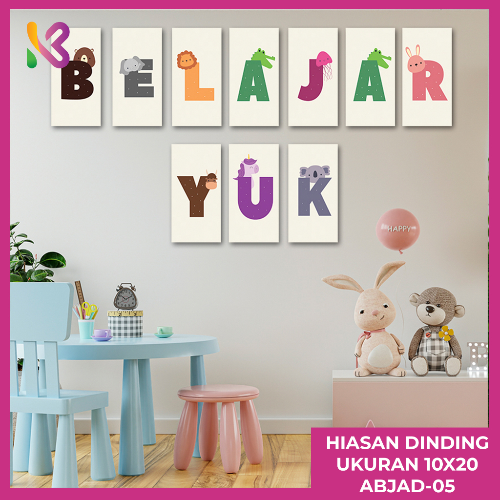 MARKAS DECOR - Dekorasi Rumah Poster Kayu Hiasan Dinding Huruf Alphabet Anak Wall Decor