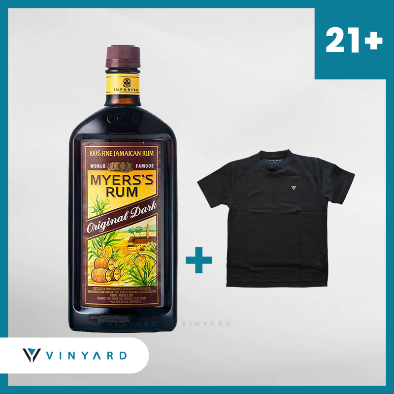 Bundling Myers's Dark Rum 750 ml + T-shirt Vinyard Black ( Original &amp; Resmi By Vinyard )
