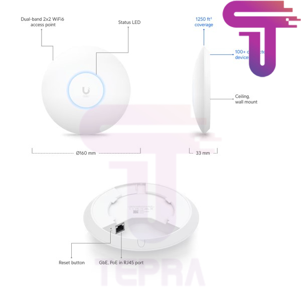 Ubiquiti U6+ | Unifi U6 Plus Ceiling WiFi 6 2x2 MIMO Access Point