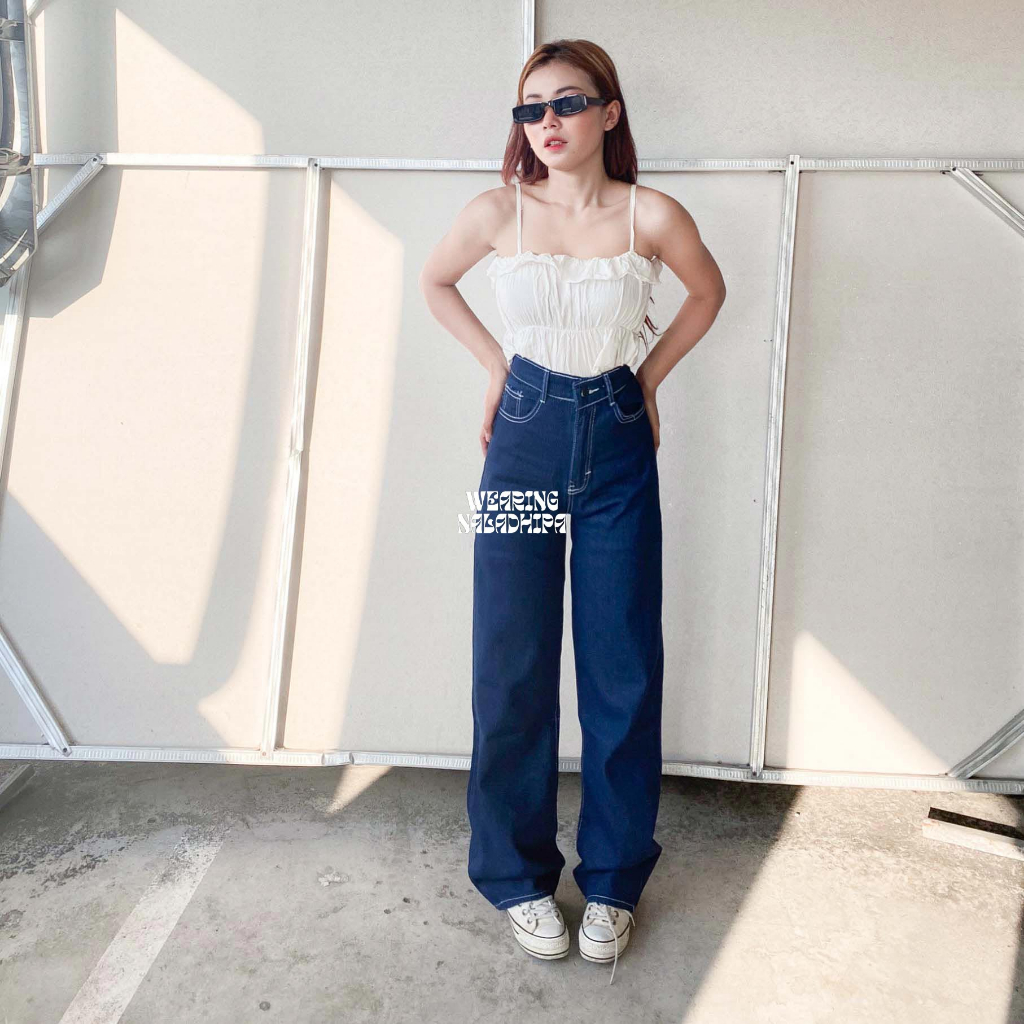 Nara Pants Garment - Celana Kulot Jeans Highwaist Wanita Loose