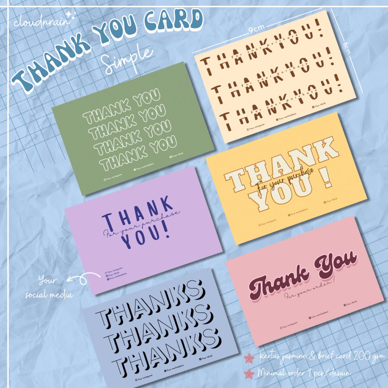 THANK YOU CARD SIMPLE | THANKS CARD | KARTU TERIMAKASIH | KARTU UCAPAN TERIMAKASIH | THANKYOU CARD A