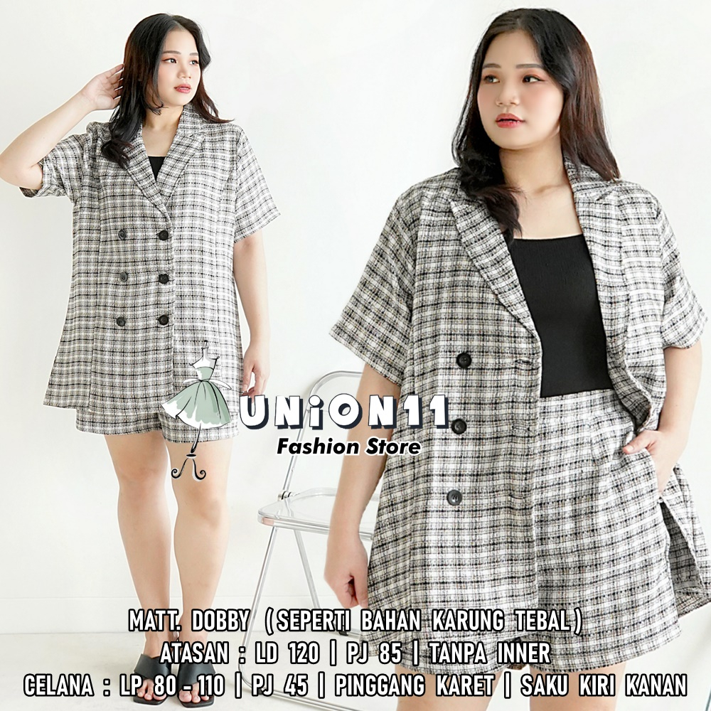 UNION11 - SET BLAZER WANITA JUMBO / STELAN WANITA JUMBO / STELAN BIG SIZE XXXL WANITA / SETELAN JUMBO WANITA LD 120 LUKI