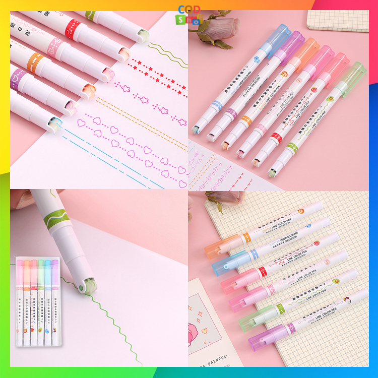 

COD - S5877 Pena Garis Warna Bermotif / Spidol Garis Aesthetic / Roll Line Marker Estetik / Pulpen Highlighter / Spidol Garis Line Marker