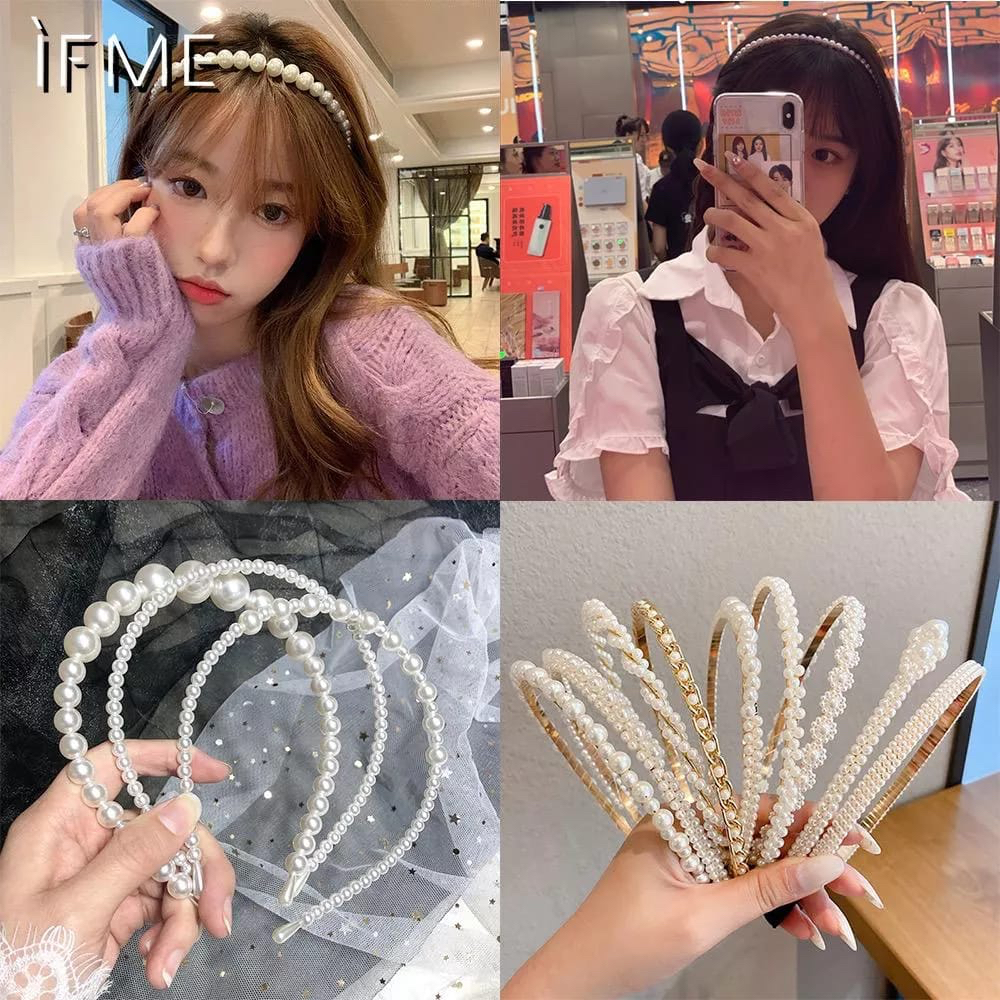 `ღ´ PHINKL `ღ´ Bando aksen mutiara girly Korea kualitas import pearl white putih