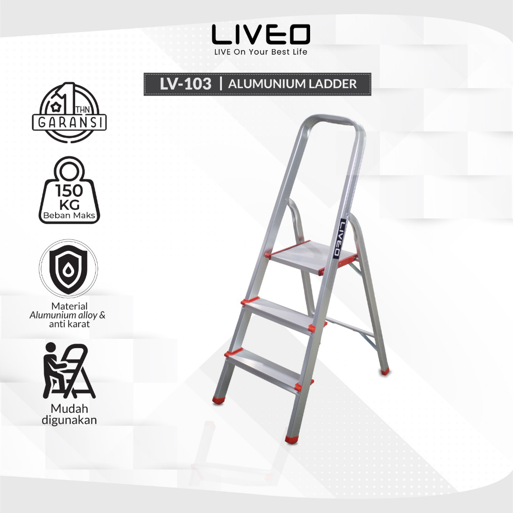 Tangga Rumah Lipat Alumunium Liveo LV-103 / Tangga 3 step
