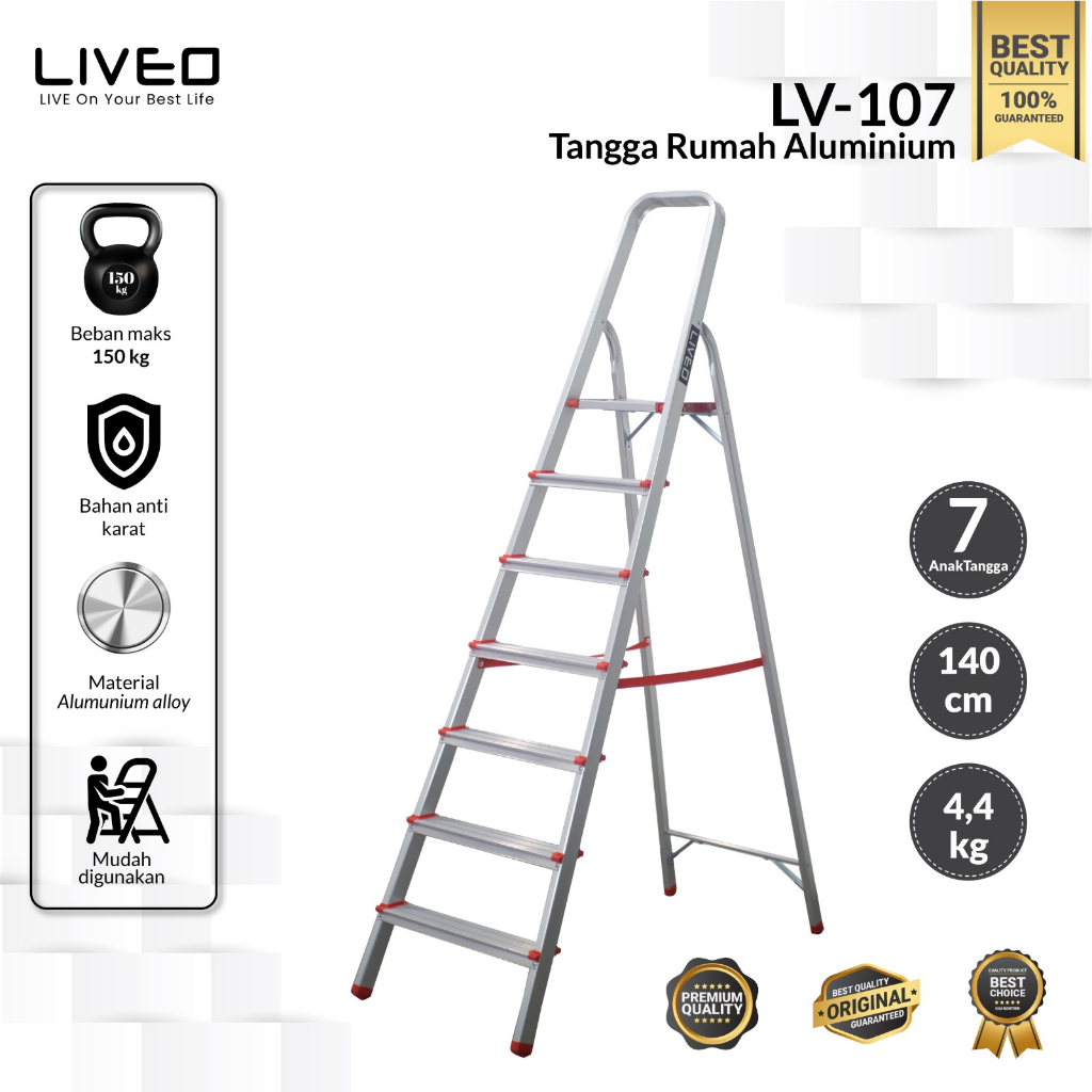 Tangga Rumah Lipat Alumunium Liveo LV-107 / Tangga 7 step
