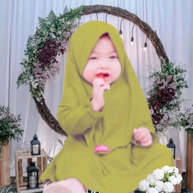 Baju Gamis Anak Perempuan Polos Original 0-18 Bulan+jilbab Simpel Gamis Bayi Perempuan Sakira Baju Bayi Perempuan Dress impor Kado Ultah Babby Set Gamis Anak Perempuan