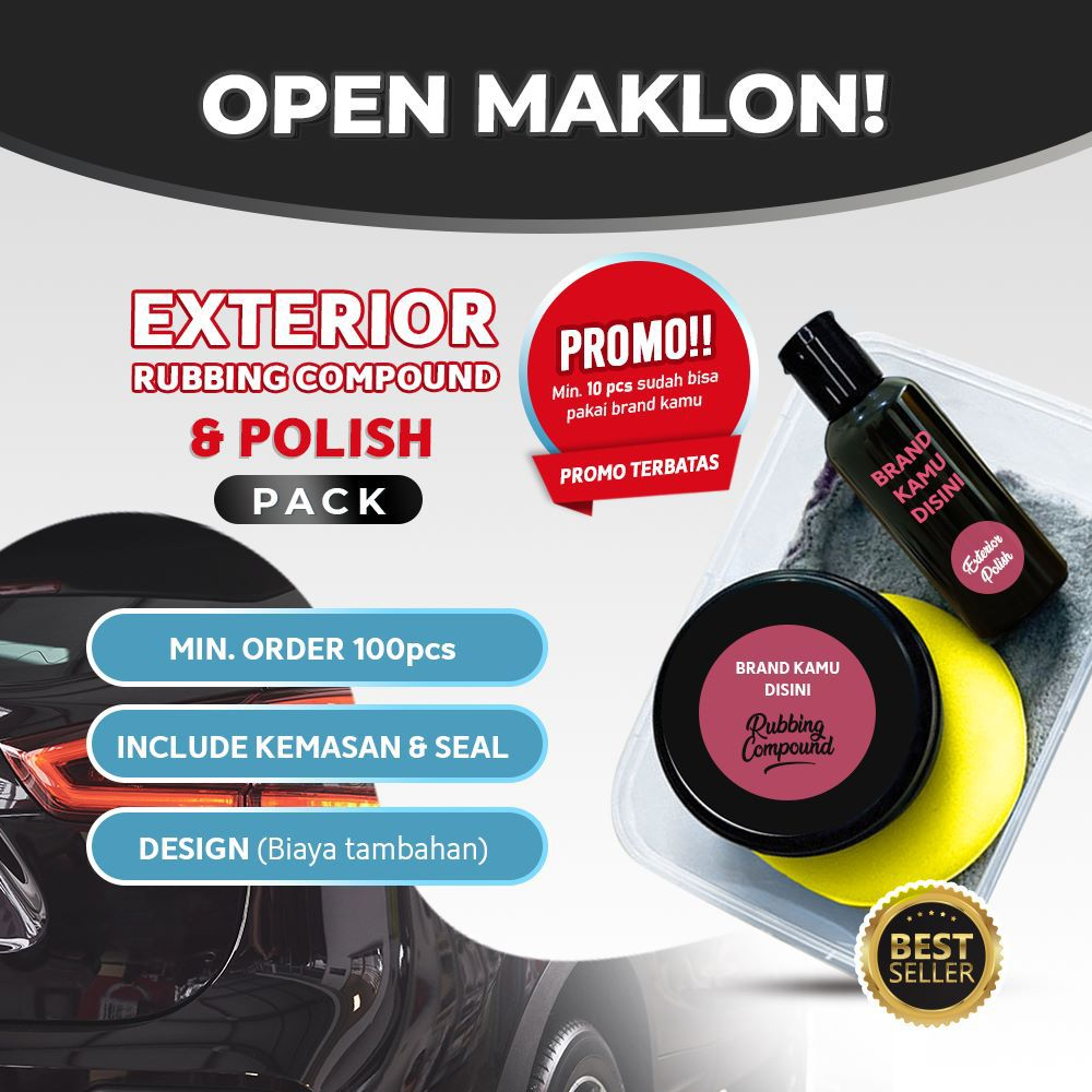 Maklon Exterior Rubbing Compond &amp; Polish Pack Penghilang Baret Mobil - Sample
