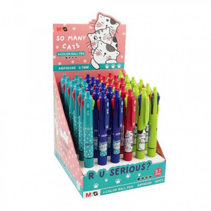 

M&G "SO MANY CATS" Ballpoint Pen 0.7mm 4 Colors Ink 1pc - 4 Designs (ABP803S6