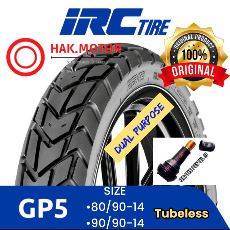 ( DIJAMIN ORIGINAL ) BAN IRC GP5 GP-5 RING 14 TUBLES MATIC ( 70/90,80/90,90/90,100/80-14 )