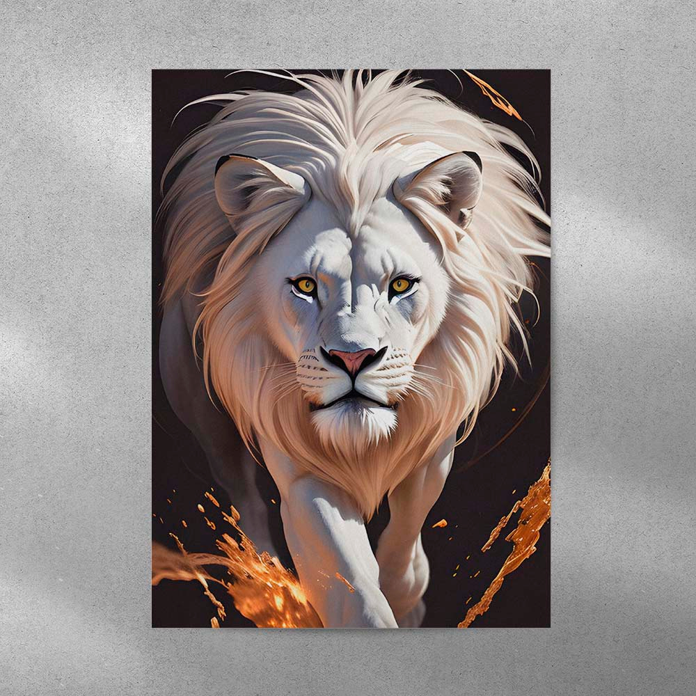 Poster Estetik Lukisan Gambar Singa Putih A3+ A4 A5 Kualitas HD Pajangan Kamar Dinding Wall Decor De