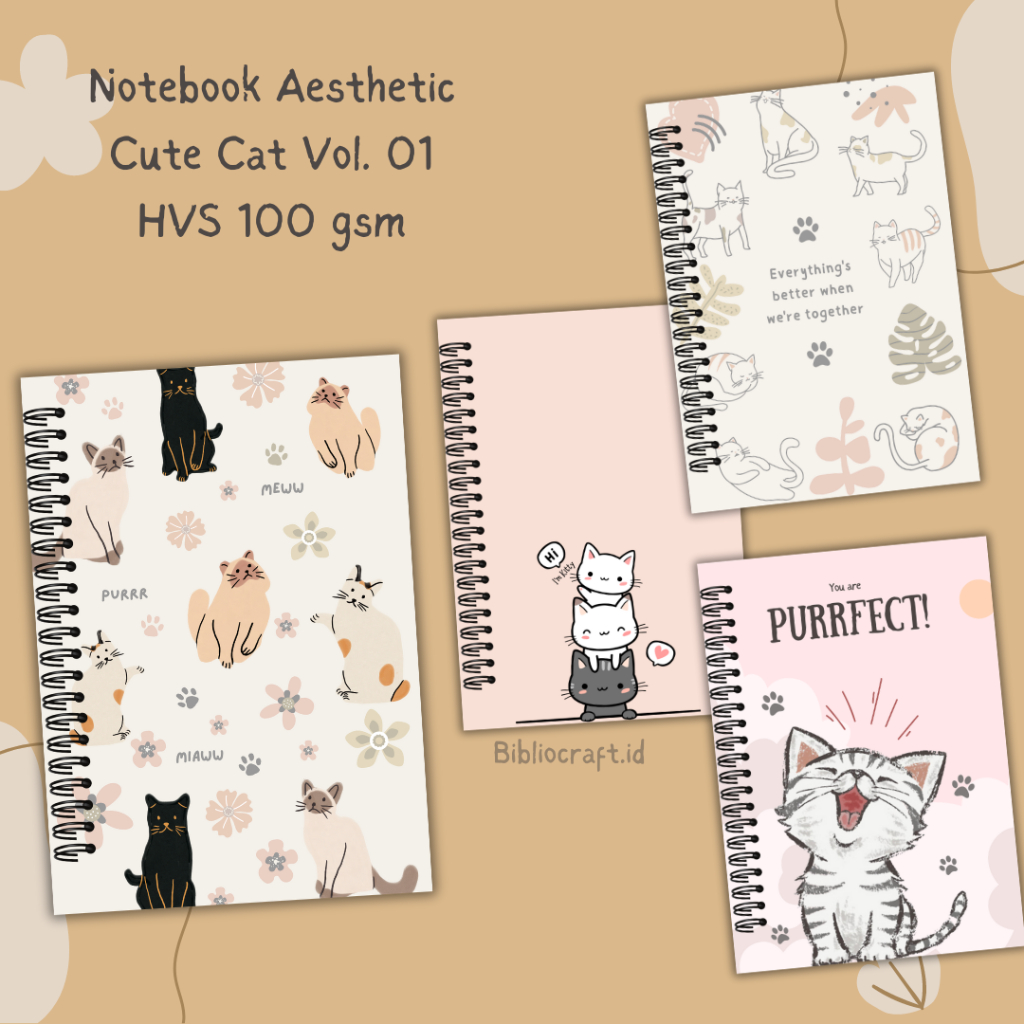 

NOTEBOOK A5/JURNAL A5/BUKU CATATAN A5/NOTEPAD/ GRID/KOTAK2#DOTTED/TITIK2 #BLANK/POLOS - Cute Cat Vol 01