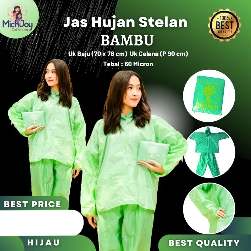 Jas Hujan Plastik Bambu Stelan Jaket Celana HDPE BAMBU STELAN