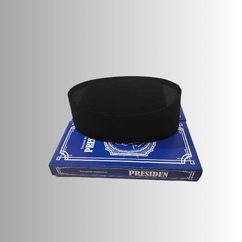 Peci Songkok AC Hitam kopiyah Polos Tinggi 9 cm anak dan dewasa