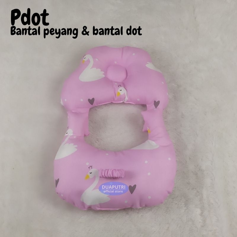 Bantal bayi multifungsi bantal DOT dan bantal anti peang bayi swan pink