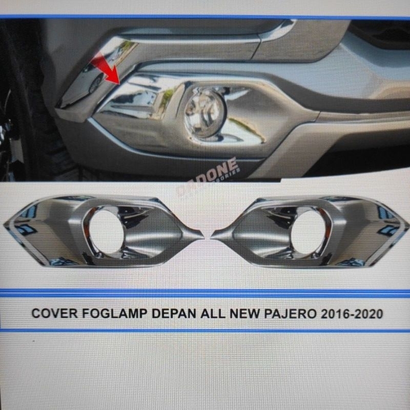 cover ring foglamp depan mobil Mitsubishi all new pajero 2016 sampai 2020 2017 2018 2019 chrome crome tempel