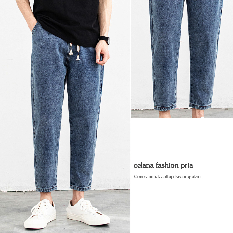Baggy pants cowok Celana jeans pria korean style celana jins pria loose jeans jeans pinggang elastis blue jeans pria jeans grey celana pria keren celana jeans terbaru celana pria keren jumbo