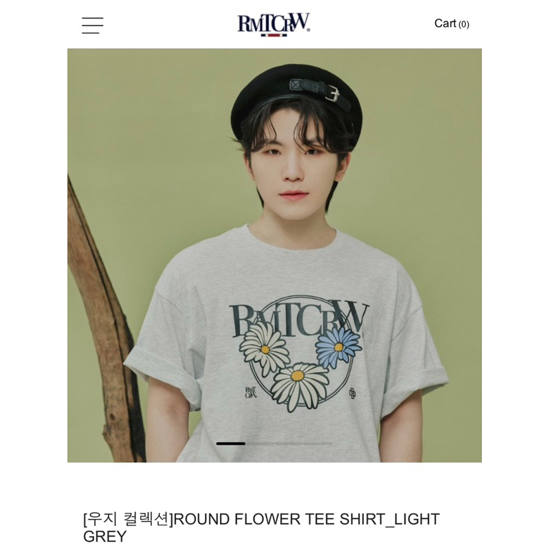 (READY STOCK) WOOZI SEVENTEEN ROMANTIC CROWN ROUND FLOWER TEE SHIRT (LIGHT GREY)