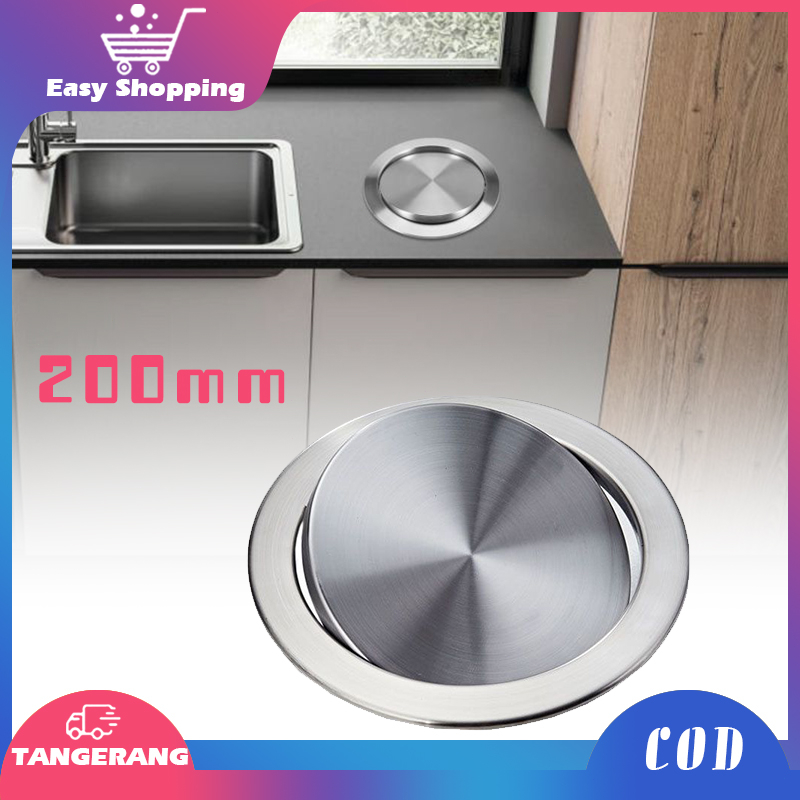 20cm Garbage Flap Stainless Lid Trash Bin Cover Flush Built in Balance Swing Flap Untuk Dapur