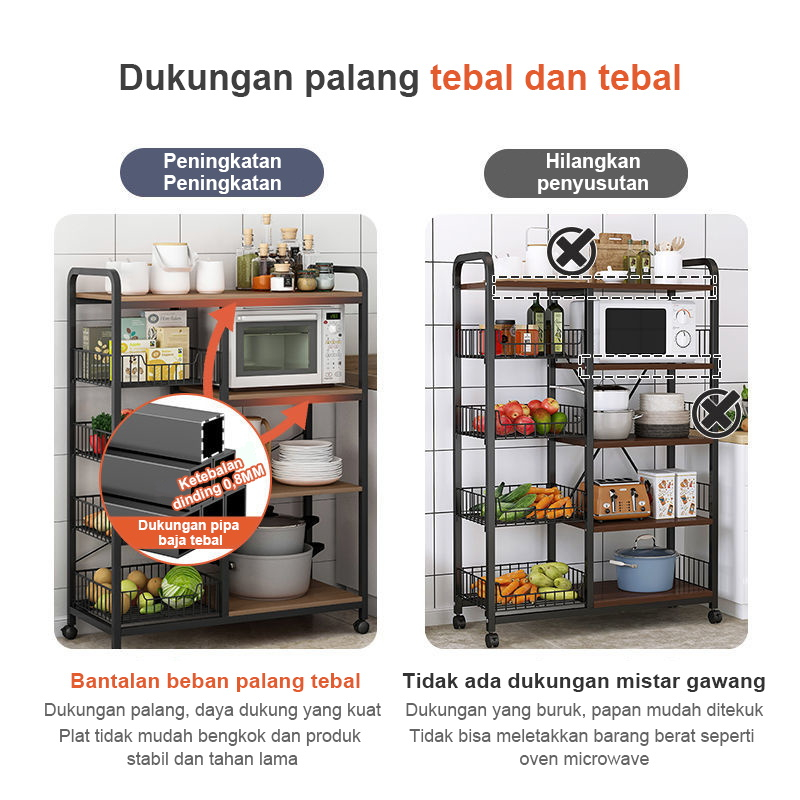 Pine Nut Kitchen Rack / Rak Dapur Susun Minimalis / Rak Oven Microwave / Rak Bumbu / Rak Kabinet Dapur