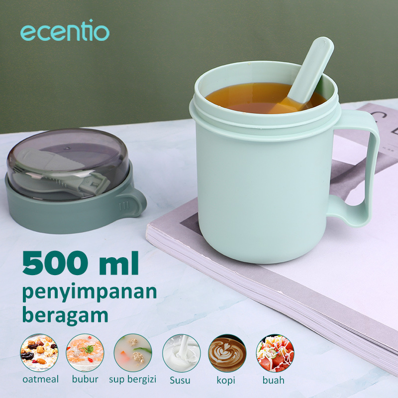 ecentio cangkir sup portable soup tahan panas anti tumpah lunch box tempat sup tahan panas bekal mug sup sarapan mangkuk sup piknik