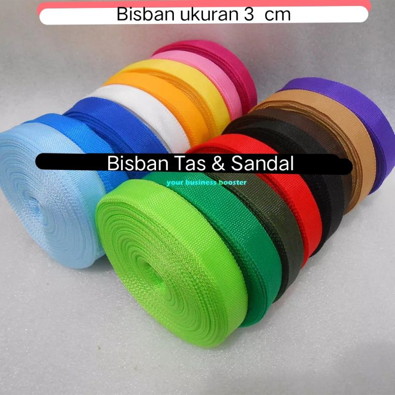 NEW BISBAN TALI WEBBING 3 CM WARNA BISBAN TAS BISBAN MURAH 1 ROLL