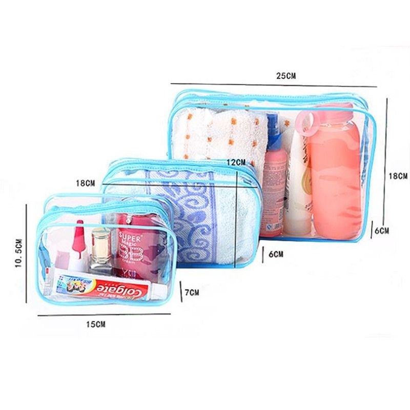 Pouch PVC transparant travelling / Tas makeup obat alat mandi serbaguna