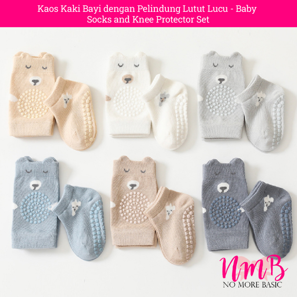 Kaos Kaki Bayi dengan Pelindung Lutut Lucu - Baby Socks and Knee Protector Set