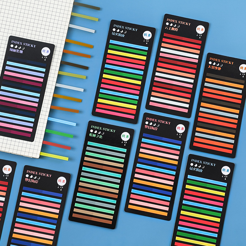 

COD✨300 Lembar Sticker Label Index Tembus Sticky Notes Bening Fluorescent Warna-Warni Untuk Pelajar-EG