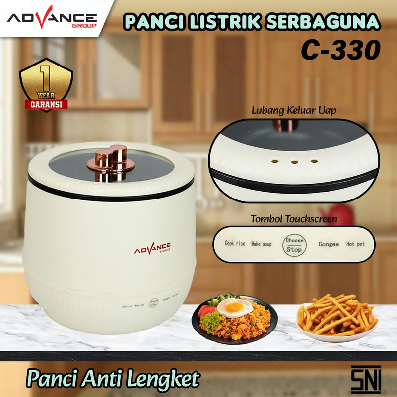 100%Advance C-330 Rice Cooker (Bisa Membuat Kue) 1.8L Penanak Nasi 450W Low Watt Multifungsi Rice Cooker