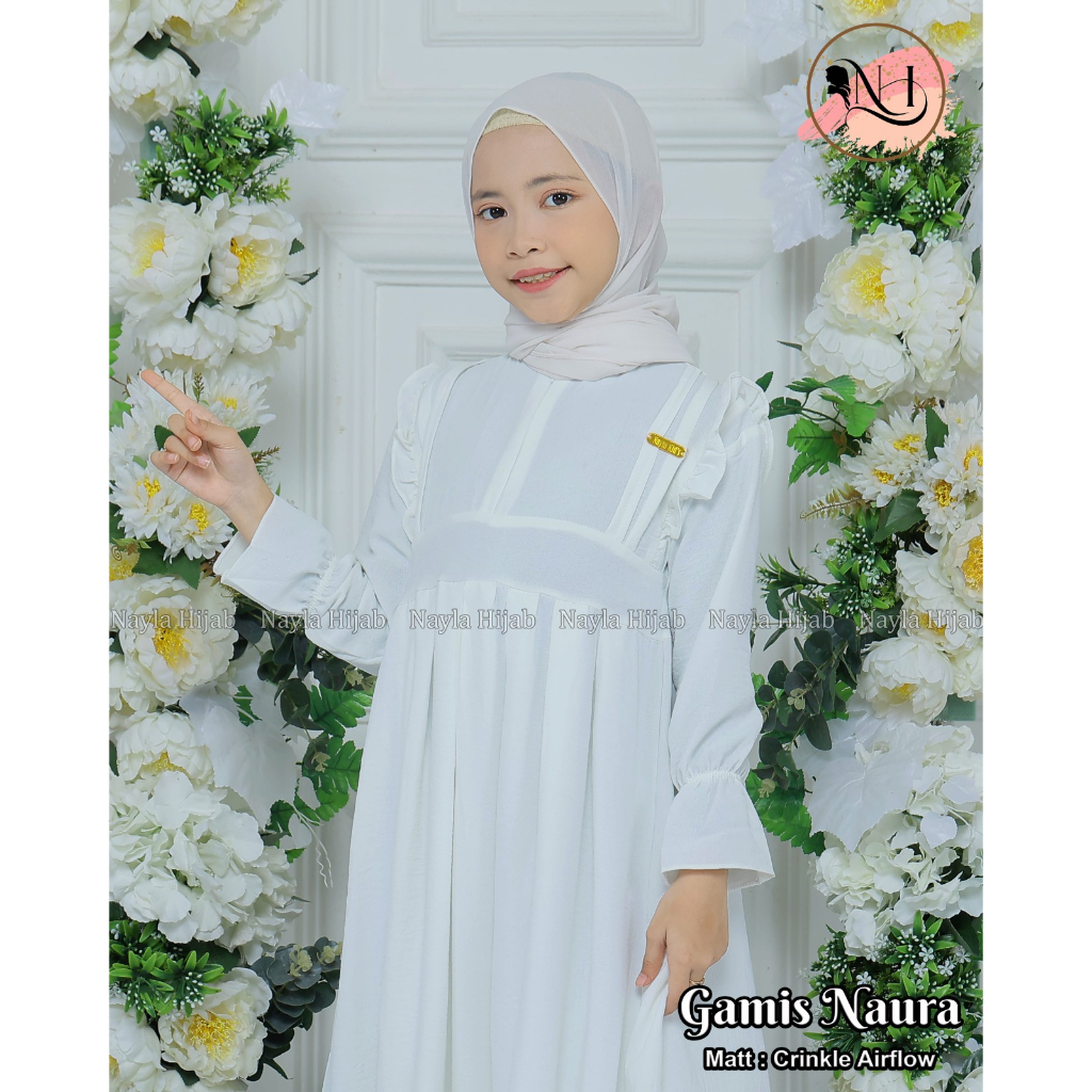 Baju Gamis Anak Naura Longdress Crinkle Airflow Usia 3-12 Tahun Baju Anak Nayla Hija'b