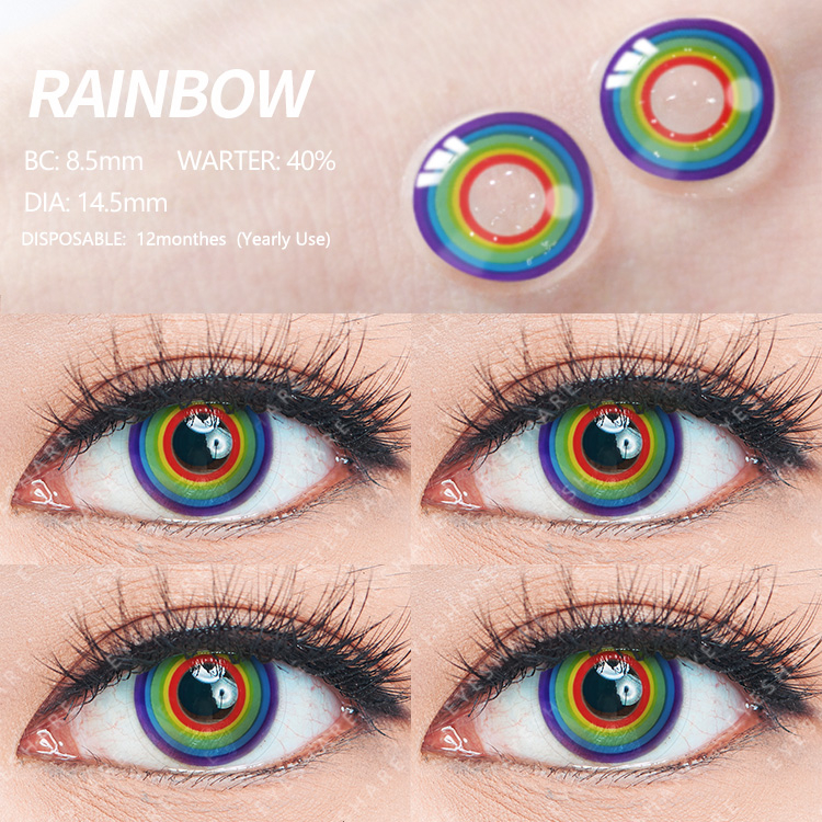 【COD】Halloween 2pcs Lensa Kontak Badut Pelangi Kartun Cosplay Lensa Halloween Kontak Softlens