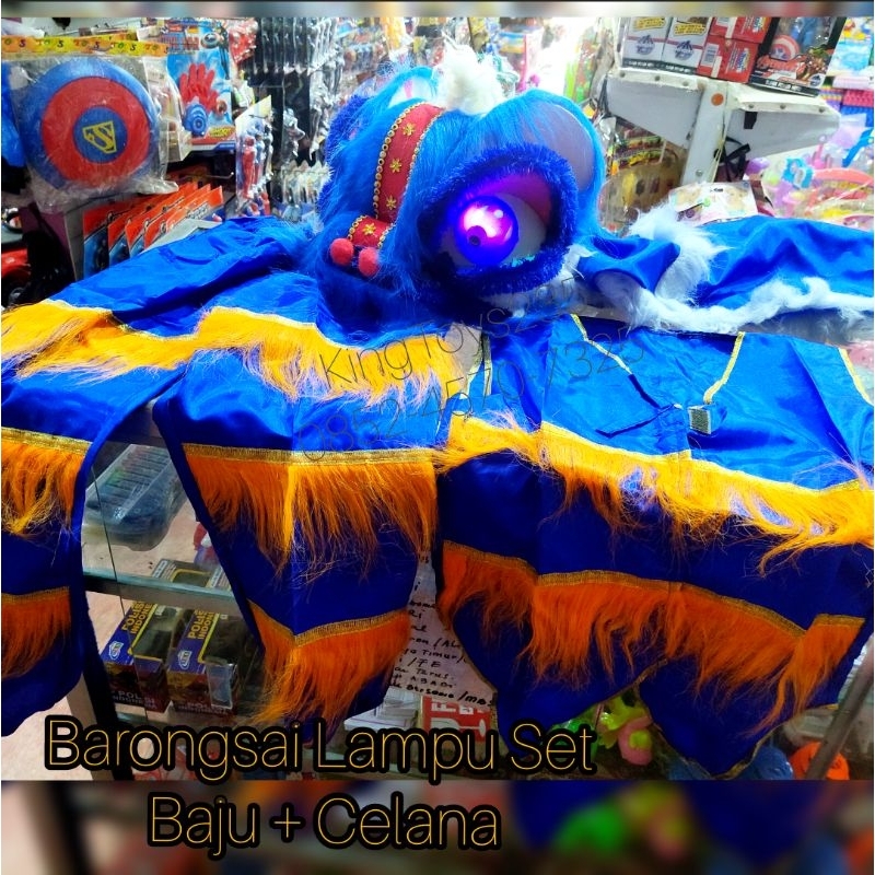 Mainan Anak Barongsai Lampu Set Baju Celana Mata Menyala Barong Rompi Kostum Kado Pontianak