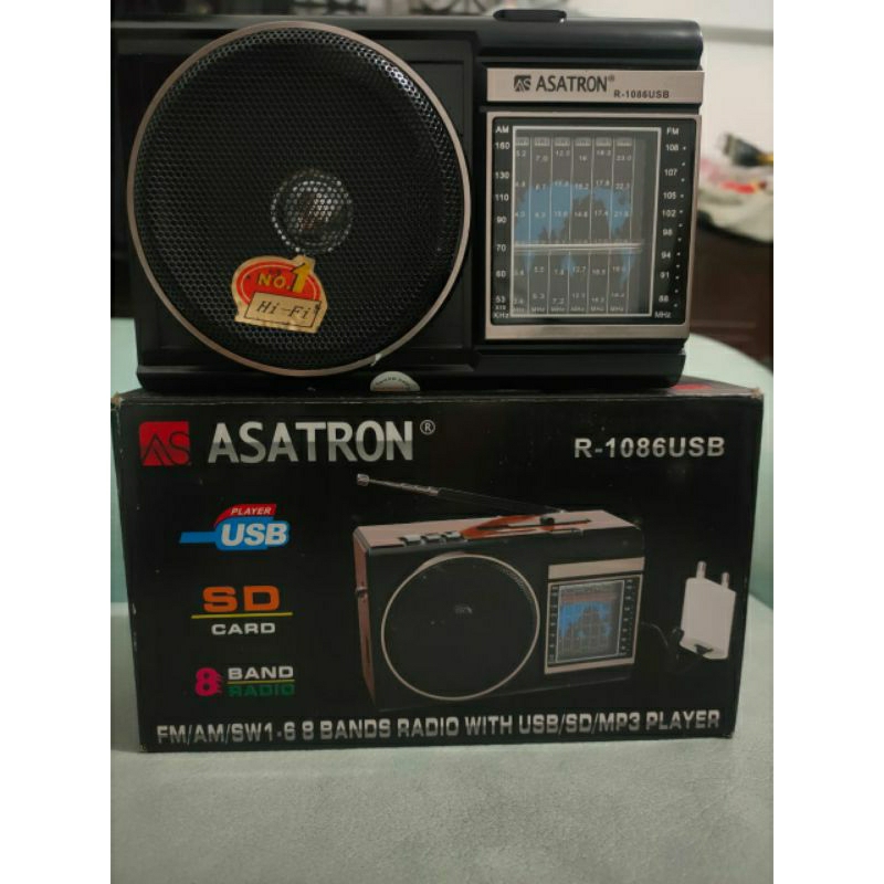 ASATRON R-1086 USB/FM/AM/SW 1-6 8 BANDS RADIO/SD/MP3 PLAYER