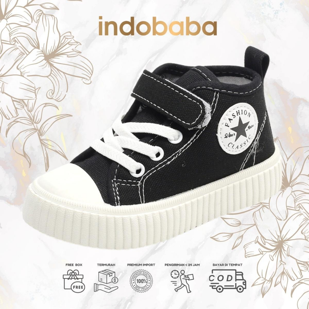 indobaba Sepatu Anak Perempuan Sneakers Anak Import Fashion Canvas 1-5 Tahun S146