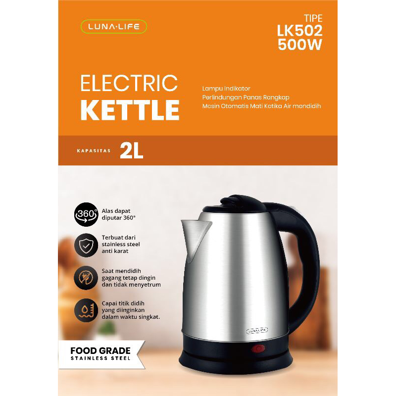 Electric Kettle LK-502 Luna Life/ Teko Listrik Luna Life 2 Liter New Garansi Resmi