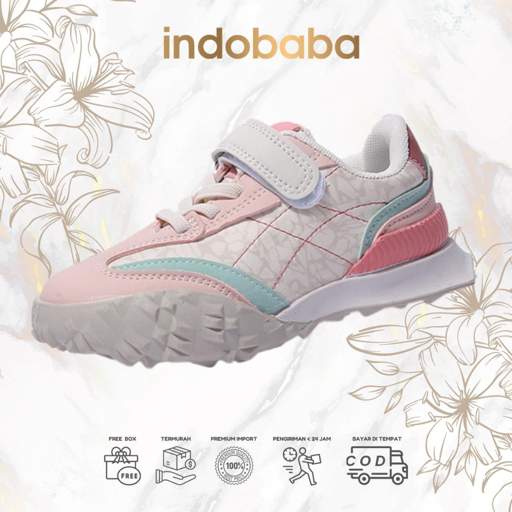 indobaba Sepatu Anak Perempuan Sneakers Anak Import Sport Baba 1-5 Tahun S154