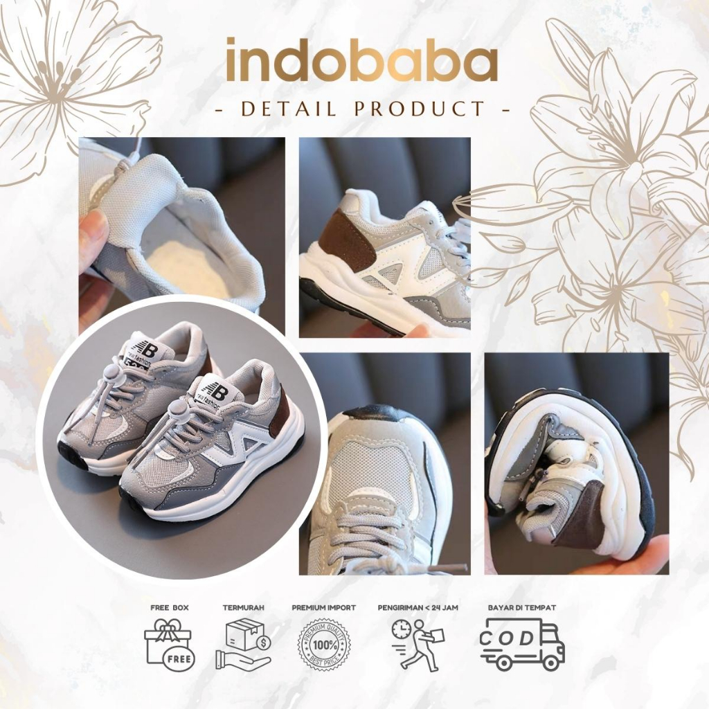 indobaba Sepatu Anak Perempuan Sneakers Anak Import Fashion 1-5 Tahun S155